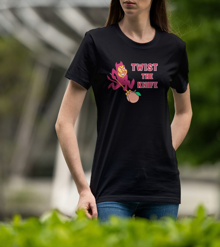 Arizona State Sun Devils Twist The Knife Peach Cleaver T-Shirt