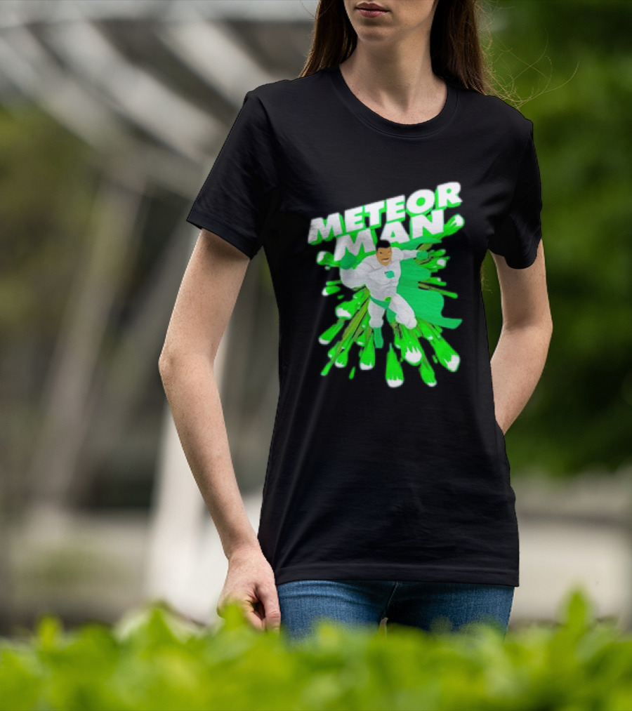 Meteor Man Heroic Pose With Green Comet Effect T-Shirt