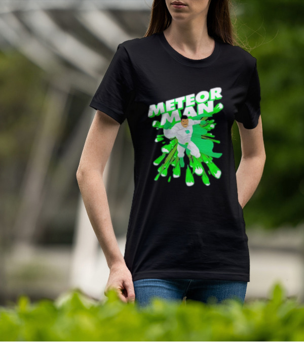 Meteor Man Heroic Pose With Green Comet Effect T-Shirt
