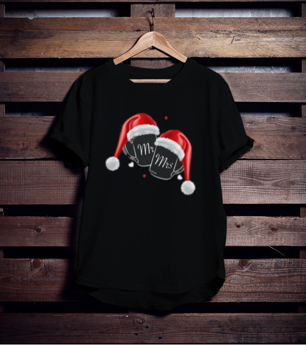 Mr Mrs Santa Hats Festive Christmas T-Shirt