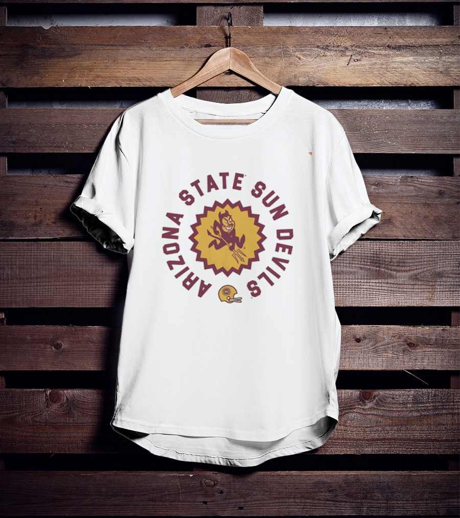 Arizona State Sun Devils Football Sunburst Sparky Helmet T-Shirt