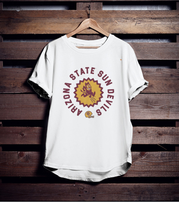 Arizona State Sun Devils Football Sunburst Sparky Helmet T-Shirt