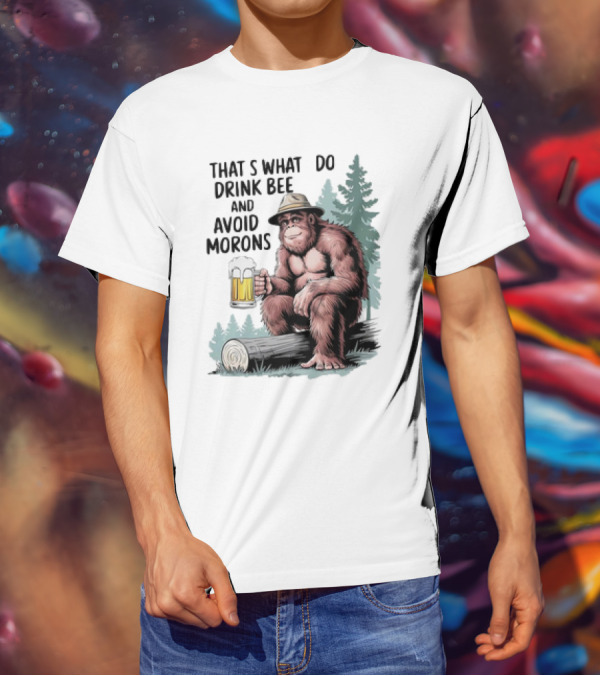 Bigfoot That’s What I Do Drink Beer And Avoid Morons In Forest With Mug T-Shirt