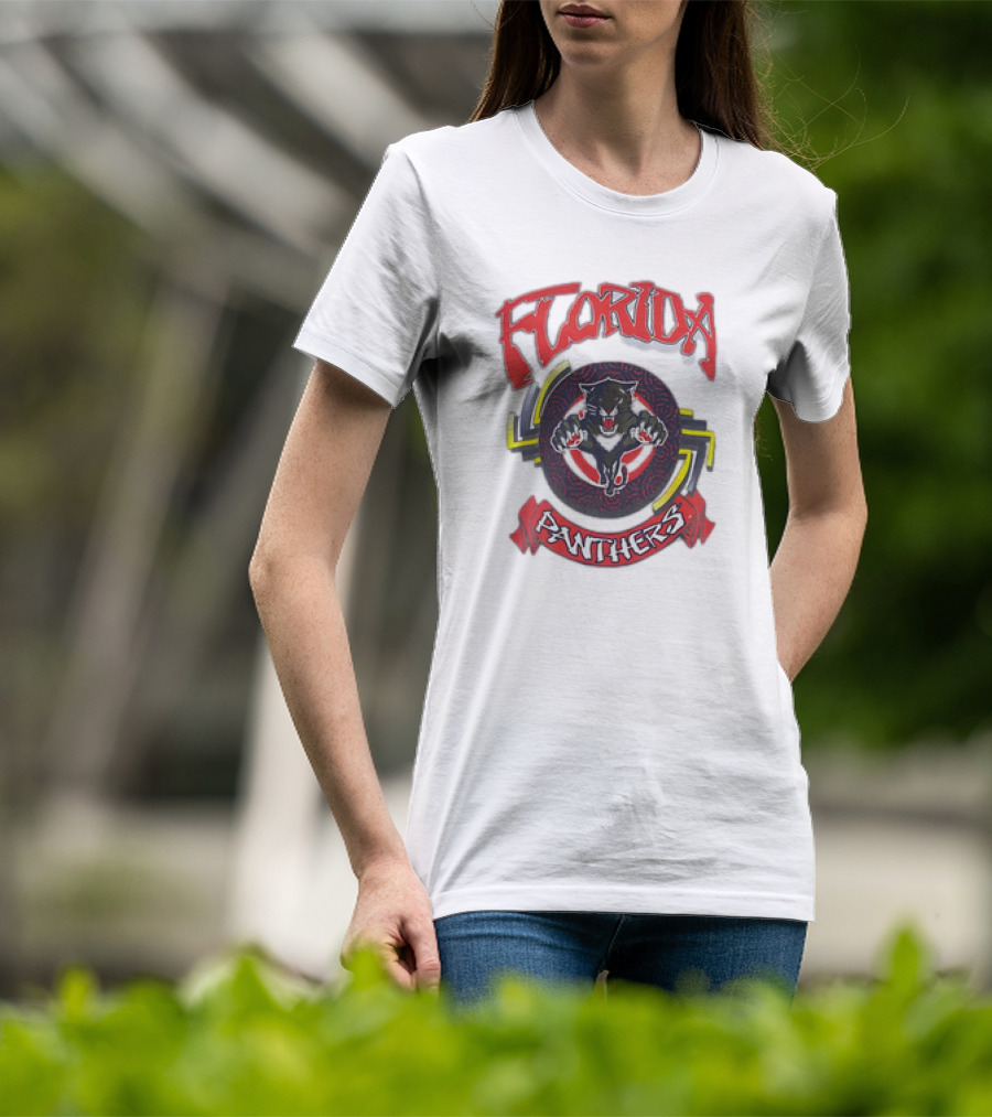 Florida Panthers Bold Design Logo With Fierce Panther T-Shirt