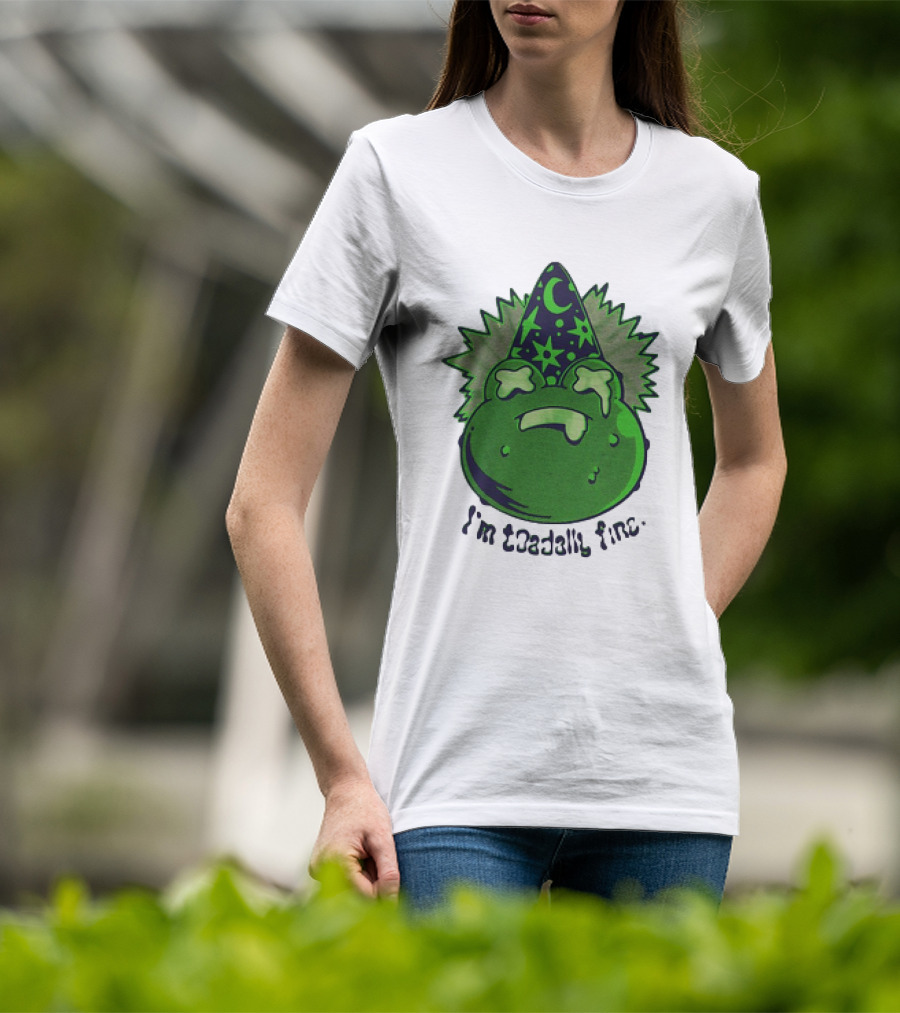 I'm Toadally Fine Vintage Green Toad Witch Hat Stars And Moon T-Shirt