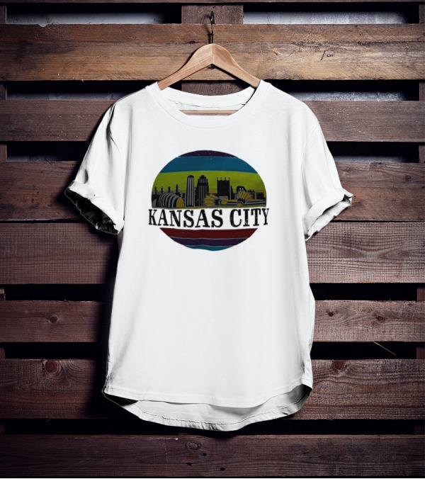 Kansas City Vintage Skyline Retro Stripes T-Shirt