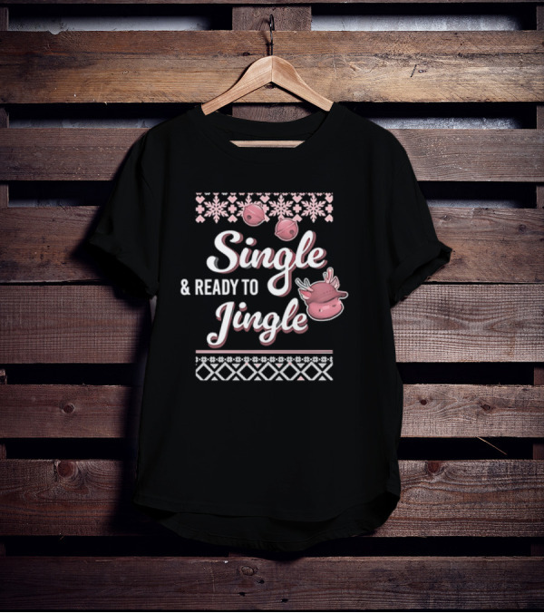 Metokur Store Single And Ready To Jingle Snowflakes Bells Reindeer T-Shirt