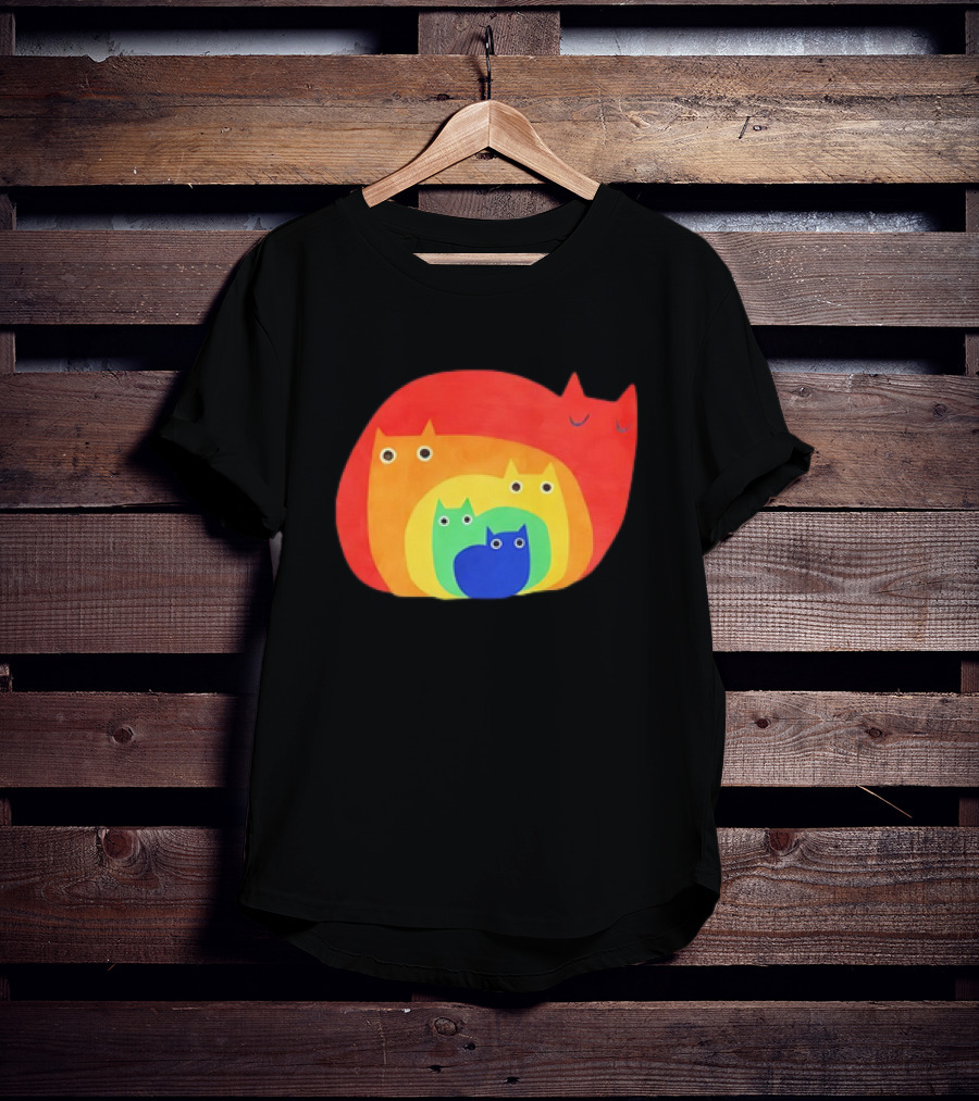 Rainbow Cats Pattern Layers T-Shirt