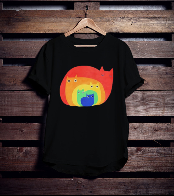 Rainbow Cats Pattern Layers T-Shirt