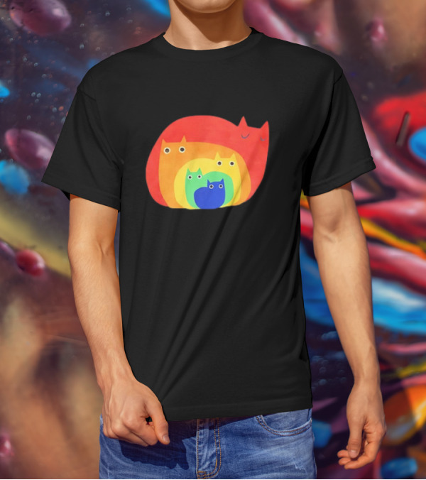 Rainbow Cats Pattern Layers T-Shirt