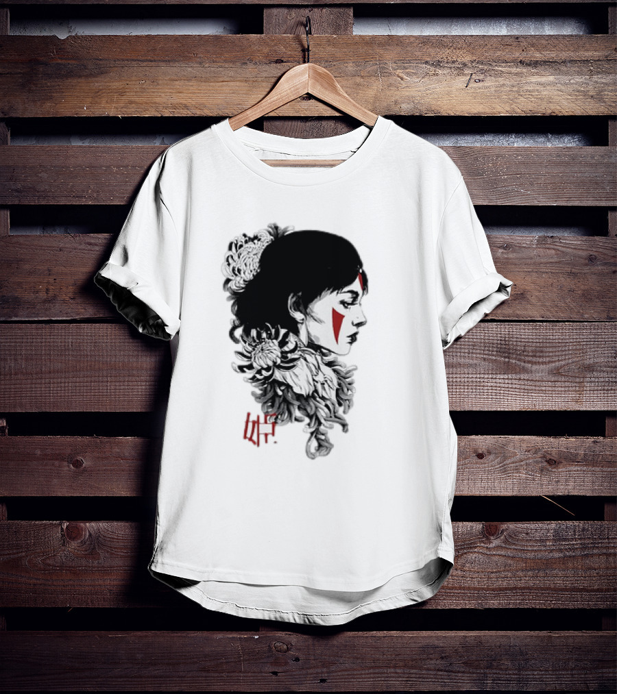Princess Mononoke San Chrysanthemum Japanese Kanji T-Shirt