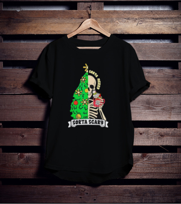 Sorta Merry Sorta Scary Christmas Skeleton Xmas Tree T-Shirt