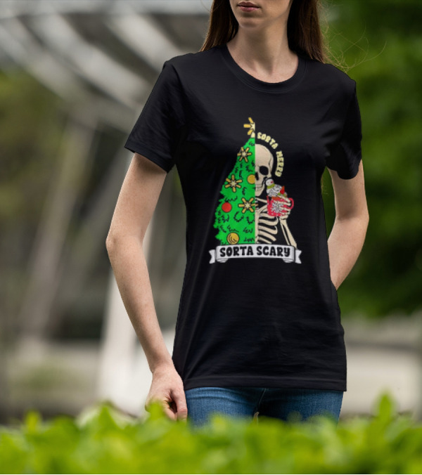 Sorta Merry Sorta Scary Christmas Skeleton Xmas Tree T-Shirt