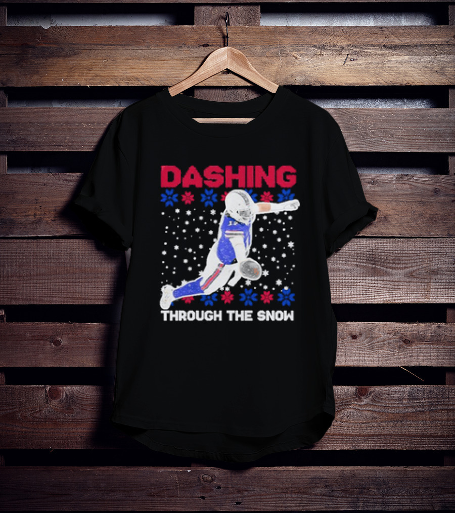 Josh Allen Buffalo Bills Dashing Through The Snow Holiday Football T-Shirt