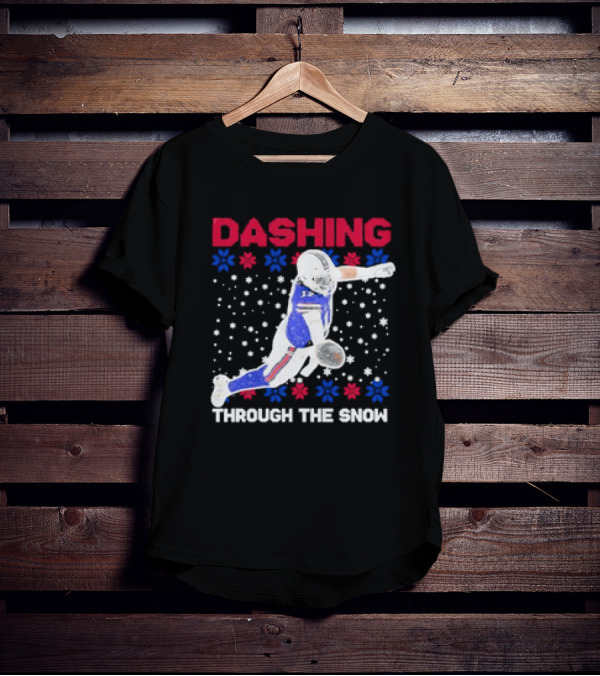 Josh Allen Buffalo Bills Dashing Through The Snow Holiday Football T-Shirt