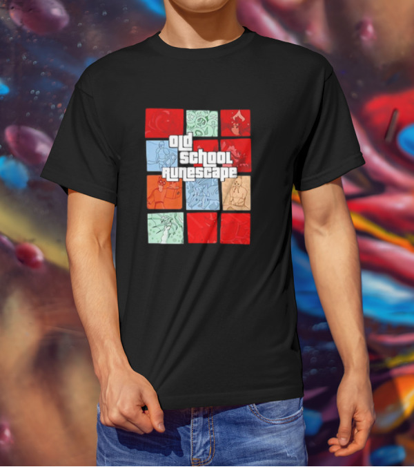 Old School RuneScape Pixel Art Character Collage T-Shirt