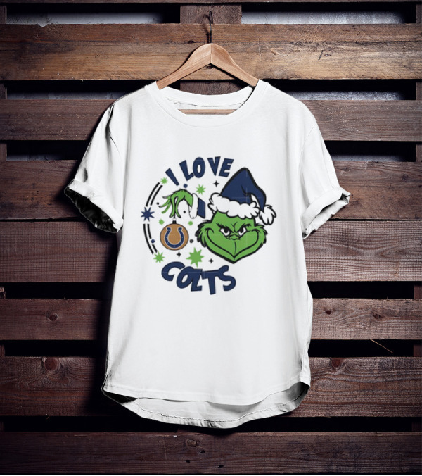 Indianapolis Colts I Love Colts Christmas Grinch Santa Hat T-Shirt