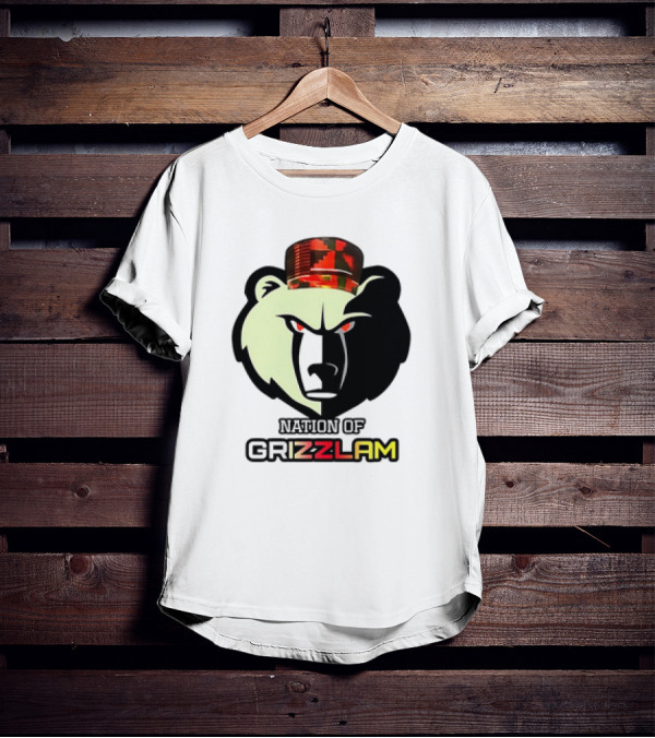 Nation Of Grizzlam Bear Logo With Camo Hat T-Shirt