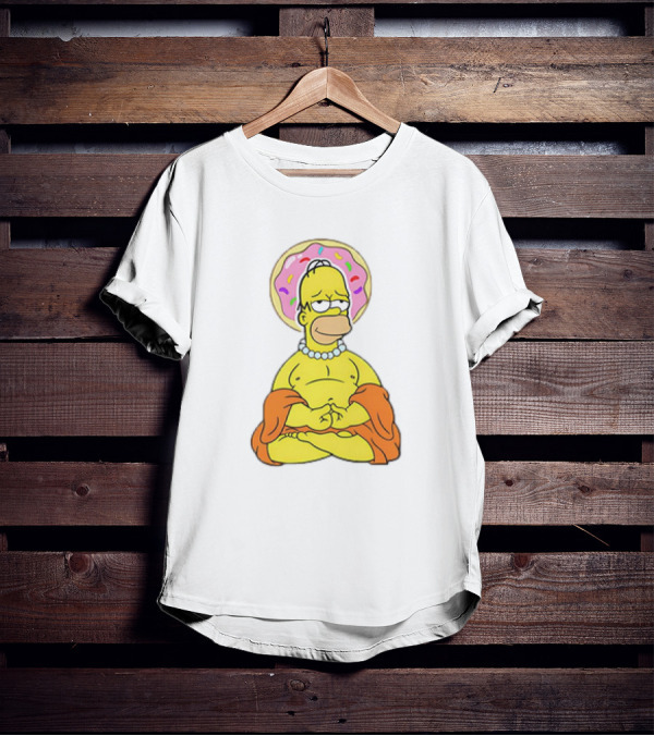 Simpsons Homer Buddha Donut Halo Meditation T-Shirt