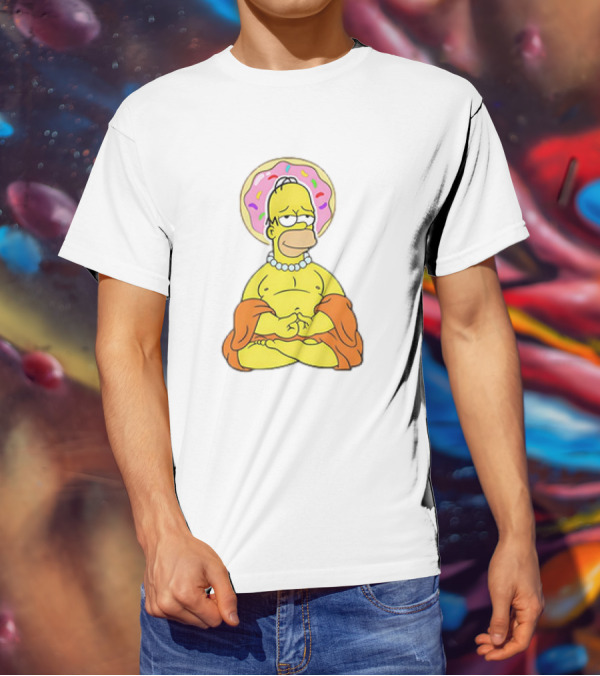 Simpsons Homer Buddha Donut Halo Meditation T-Shirt