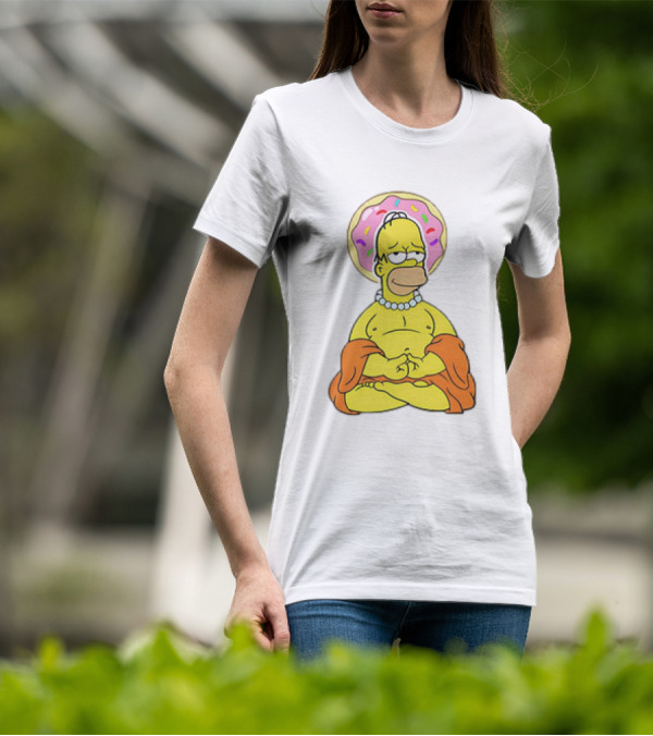 Simpsons Homer Buddha Donut Halo Meditation T-Shirt