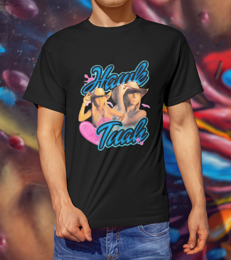 Hawk Tuah With Cowgirl Hat And Pink Heart T-Shirt