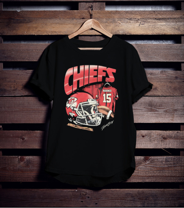 Kansas City Chiefs Patrick Mahomes 15 NFL Helmet Jersey Chiefs T-Shirt