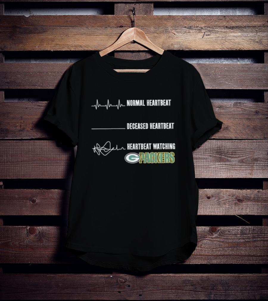 Normal Heartbeat Deceased Heartbeat Heartbeat Watching Green Bay Packers T-Shirt