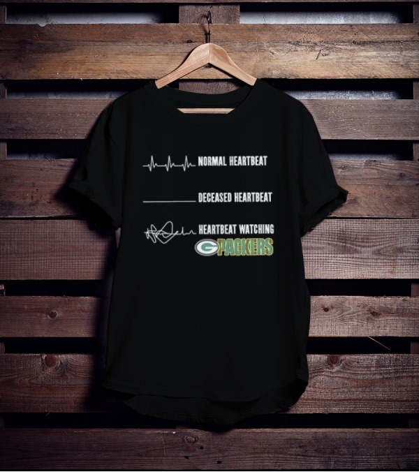 Normal Heartbeat Deceased Heartbeat Heartbeat Watching Green Bay Packers T-Shirt