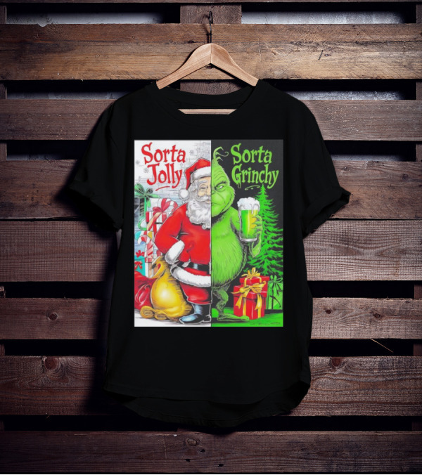 Sorta Jolly Sorta Grinchy Santa Claus Grinch Christmas Gifts T-Shirt