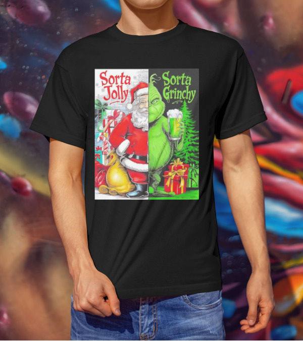 Sorta Jolly Sorta Grinchy Santa Claus Grinch Christmas Gifts T-Shirt
