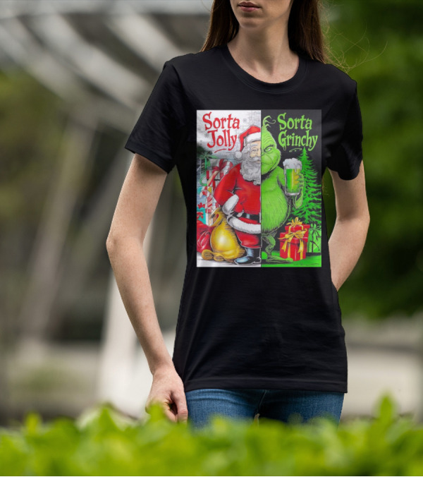 Sorta Jolly Sorta Grinchy Santa Claus Grinch Christmas Gifts T-Shirt