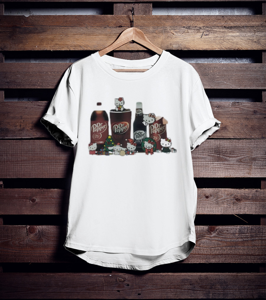 Hello Kitty Holiday With Dr Pepper Bottles And Cans T-Shirt