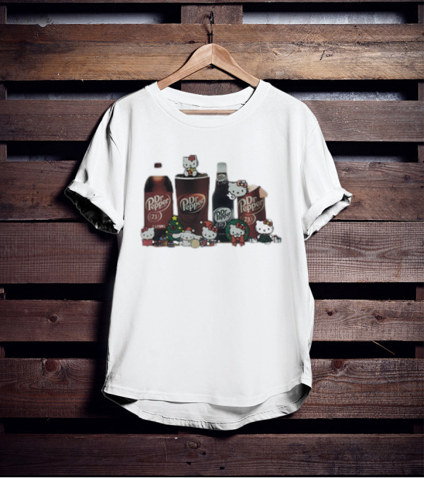 Hello Kitty Holiday With Dr Pepper Bottles And Cans T-Shirt