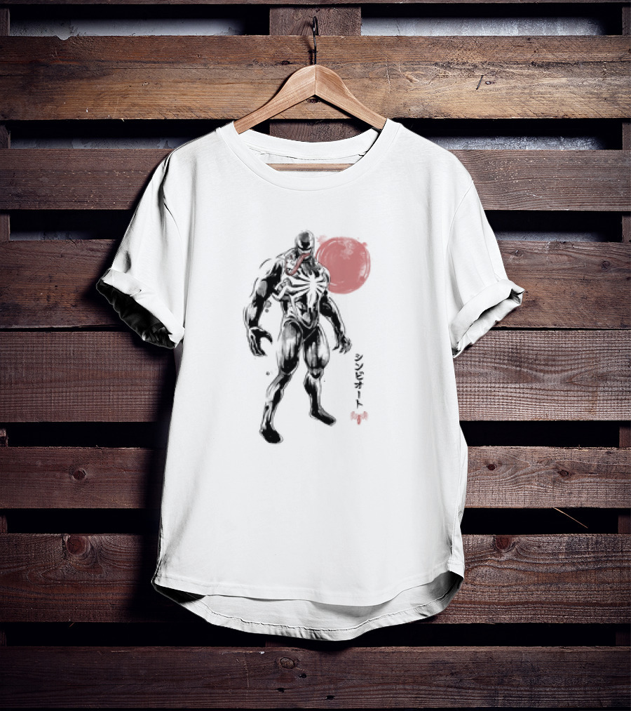 Venom Dark Symbiote Sumi-e Japanese Kanji Style Supervillain T-Shirt