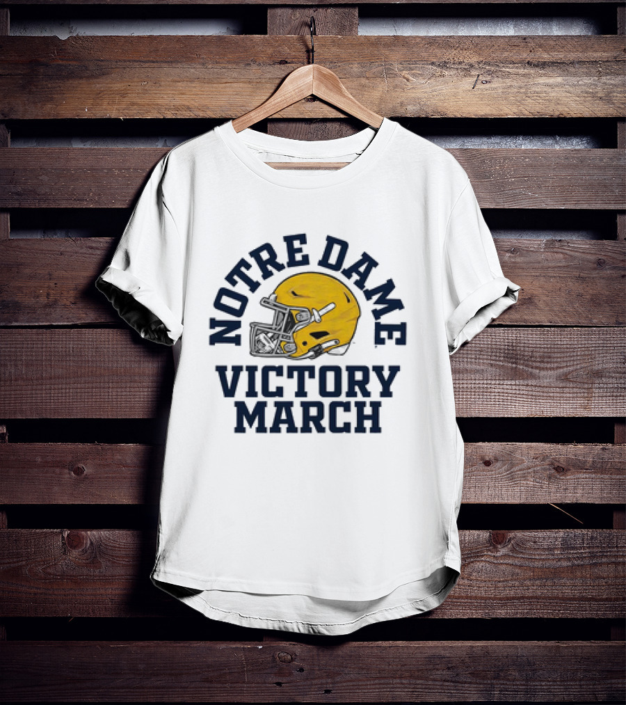 Notre Dame Victory March 2025 Fighting Irish Helmet T-Shirt