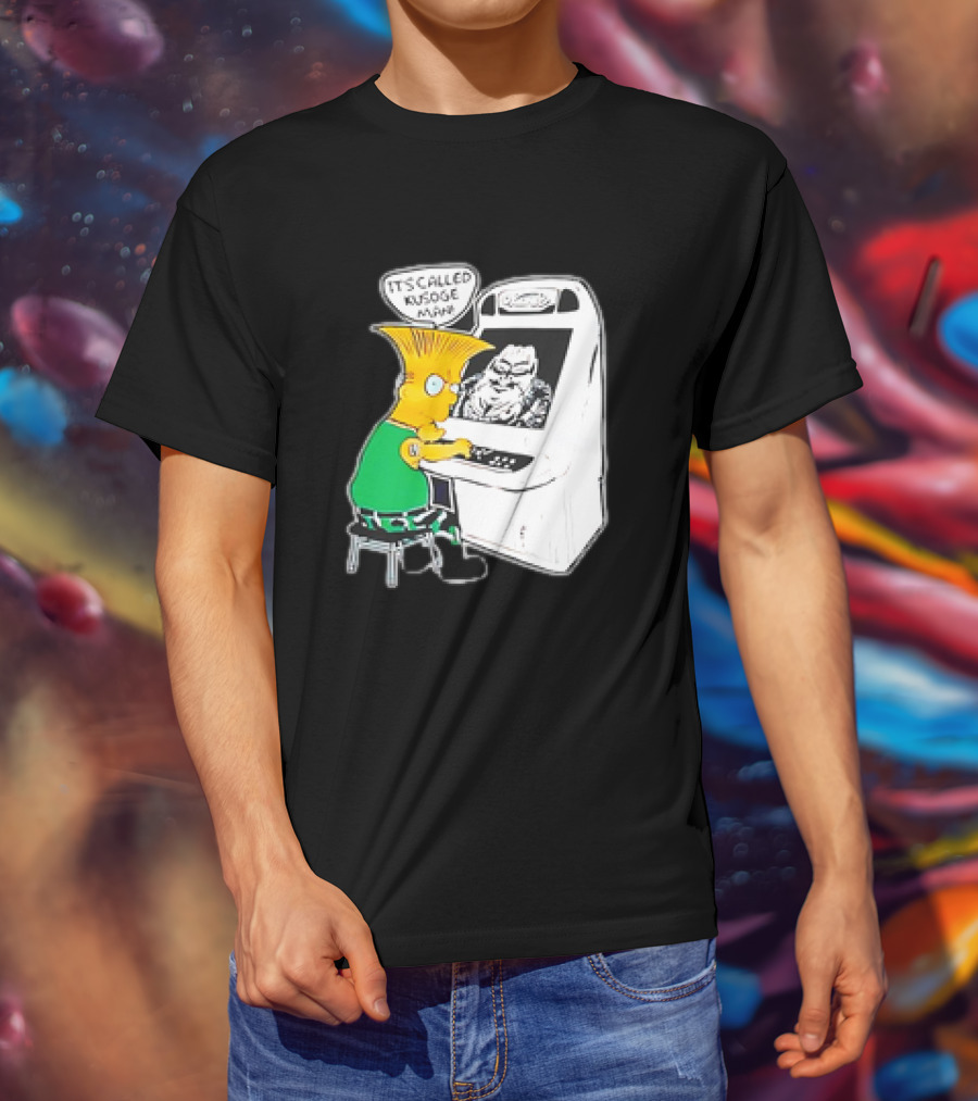 Bart Simpson It's Called Kusoge Man Playing Arcade Game T-Shirt