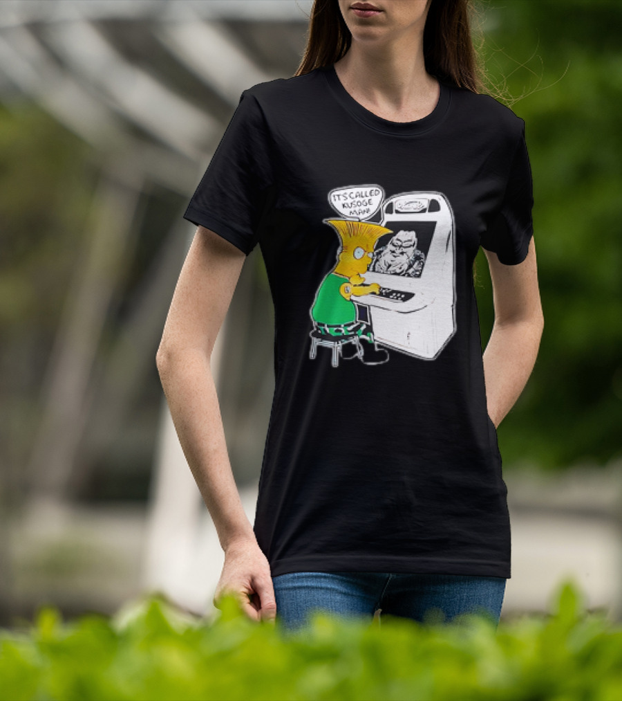 Bart Simpson It's Called Kusoge Man Playing Arcade Game T-Shirt