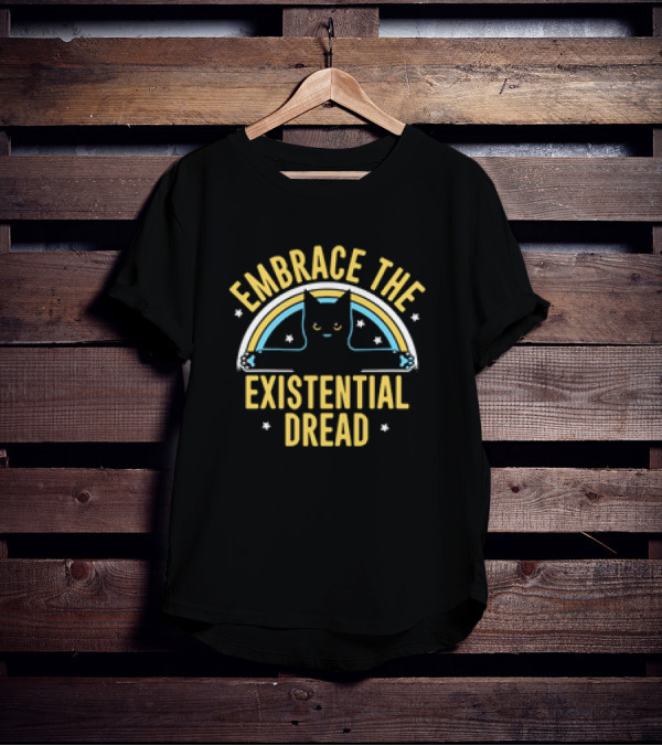 Embrace The Existential Dread Cat With Rainbow T-Shirt