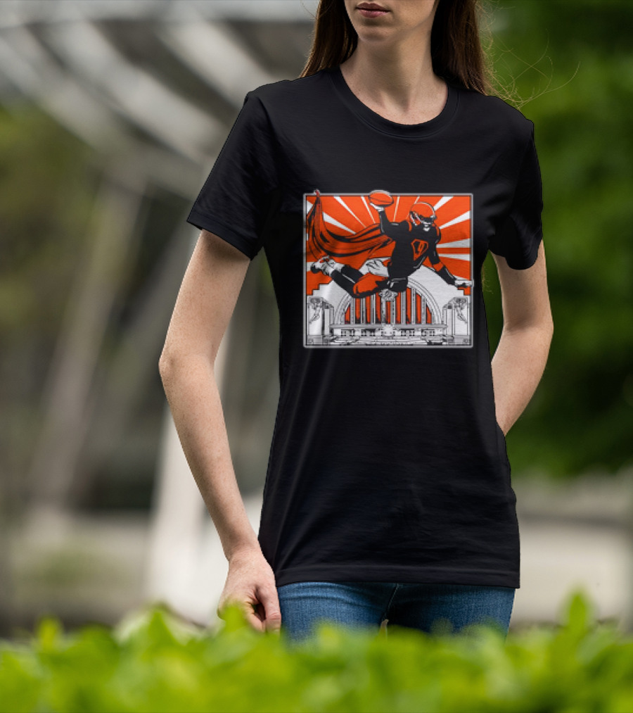 Cincinnati Bengals Superhero Joe Burrow Union Terminal Fan T-Shirt