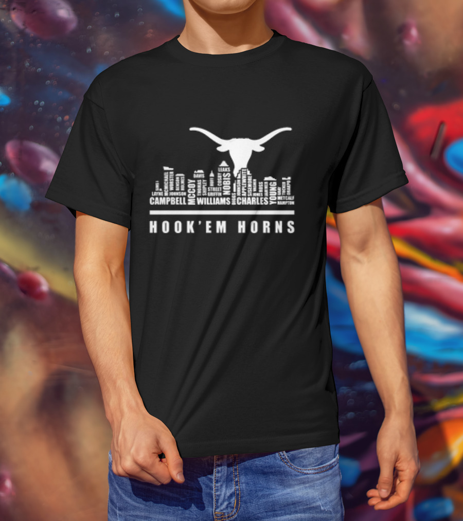 Texas Longhorns Hook Em Horns 2025 Campbell McCoy Williams Nobis Young Charles T-Shirt