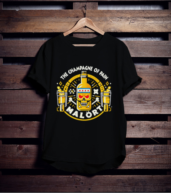The Champagne Of Pain Malort Skull Chicago Flag Crossbones T-Shirt