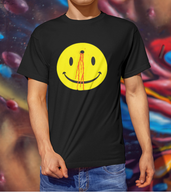 Wild Oats Shot Smiley Face Grunge T-Shirt