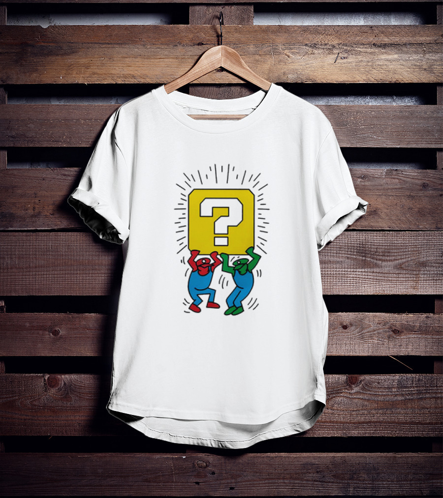 Mario And Luigi Lifting Block Keith Haring Style Pop Art Brothers T-Shirt