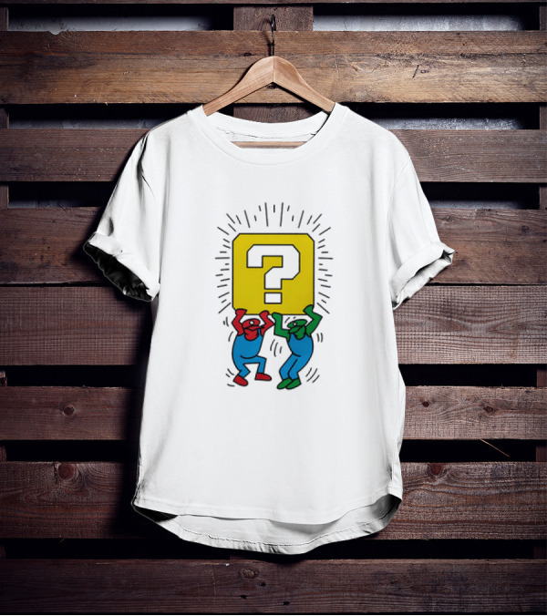 Mario And Luigi Lifting Block Keith Haring Style Pop Art Brothers T-Shirt