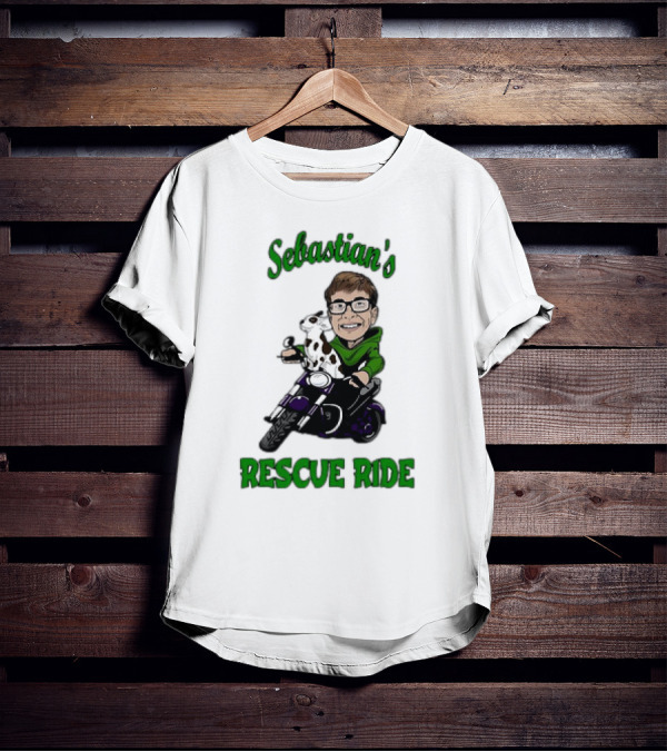 Sebastian's Rescue Ride Sebastian Rogers Motorcycle Puppy Adventure T-Shirt