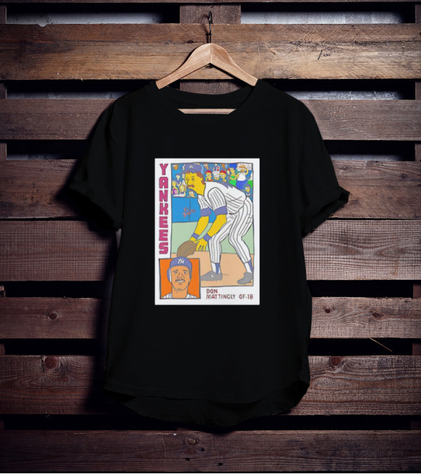 Yankees Don Mattingly OF-1B Simpsons Style Baseball Card T-Shirt