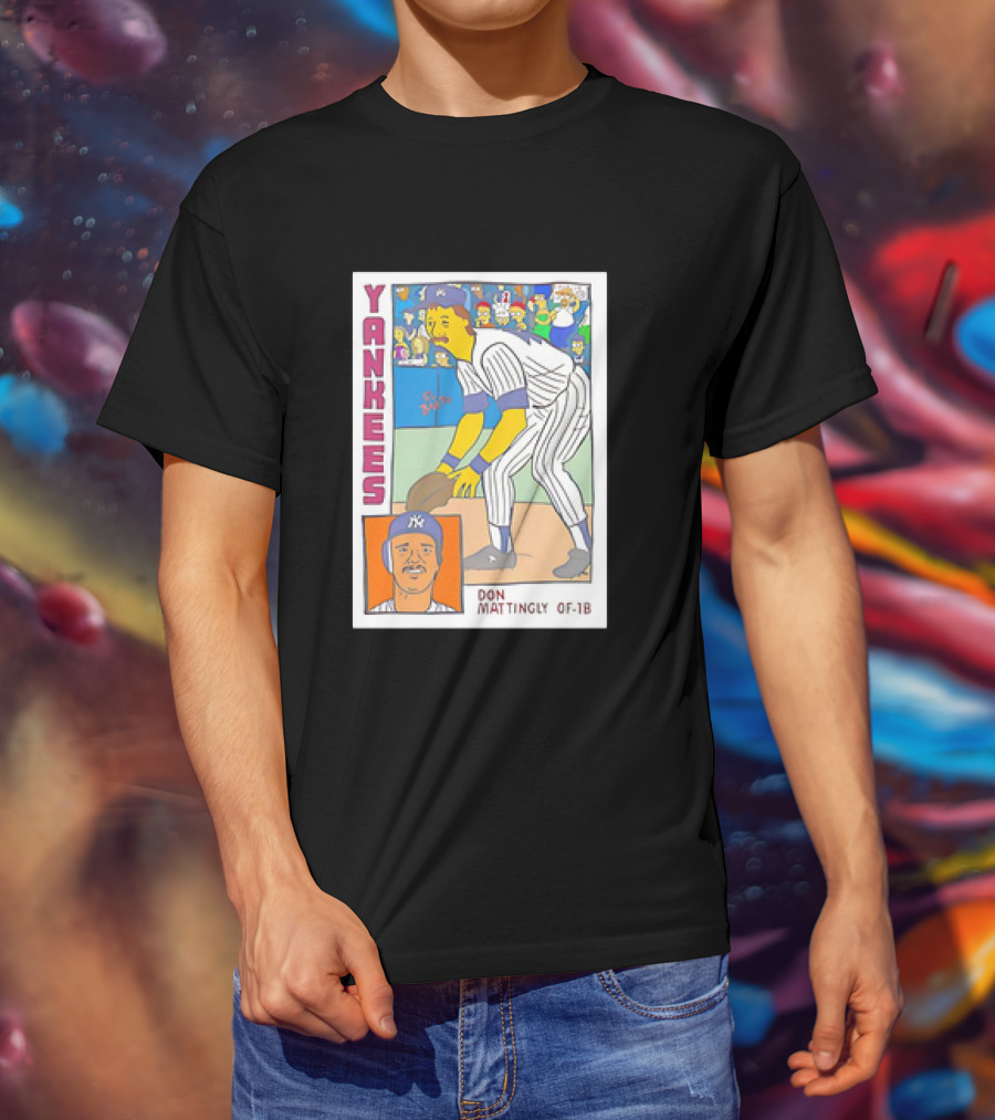 Yankees Don Mattingly OF-1B Simpsons Style Baseball Card T-Shirt