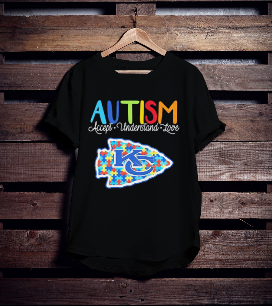 Kansas City Chiefs Autism Accept Understand Love Puzzle T-Shirt
