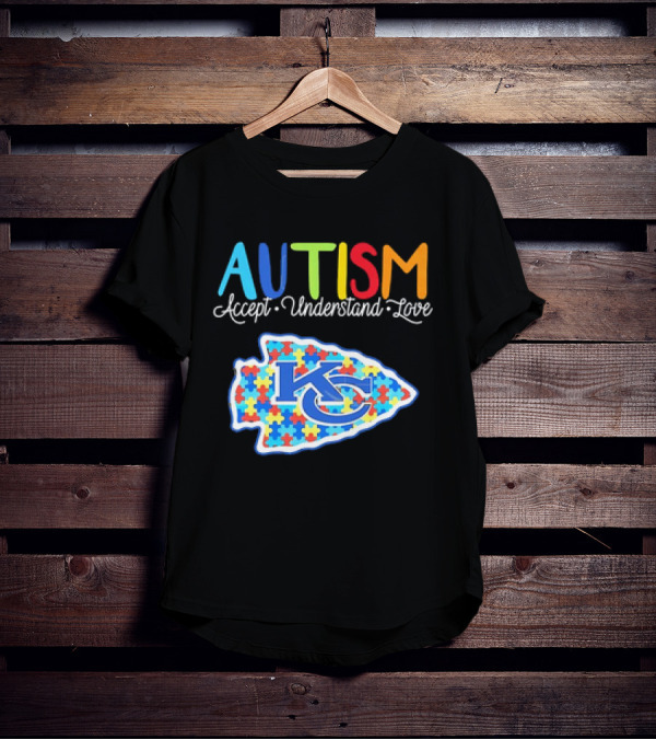 Kansas City Chiefs Autism Accept Understand Love Puzzle T-Shirt